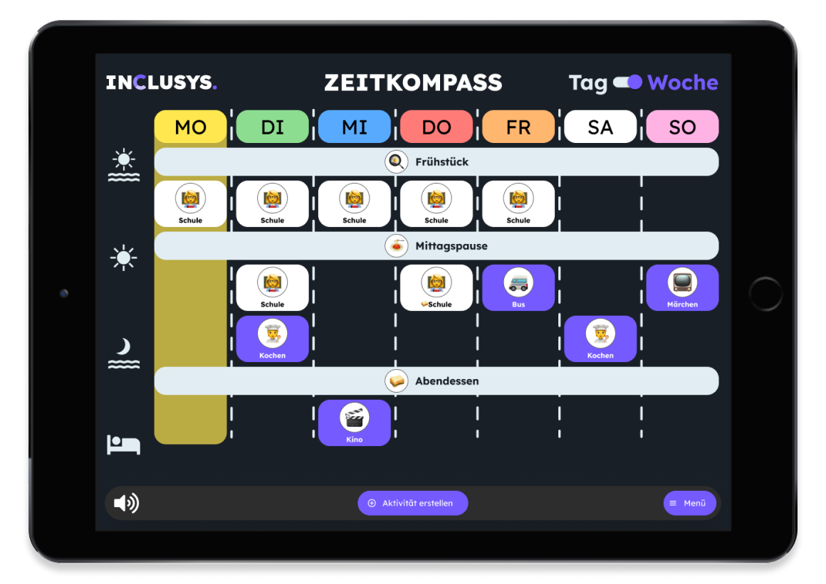 Tablet App Wochenansicht